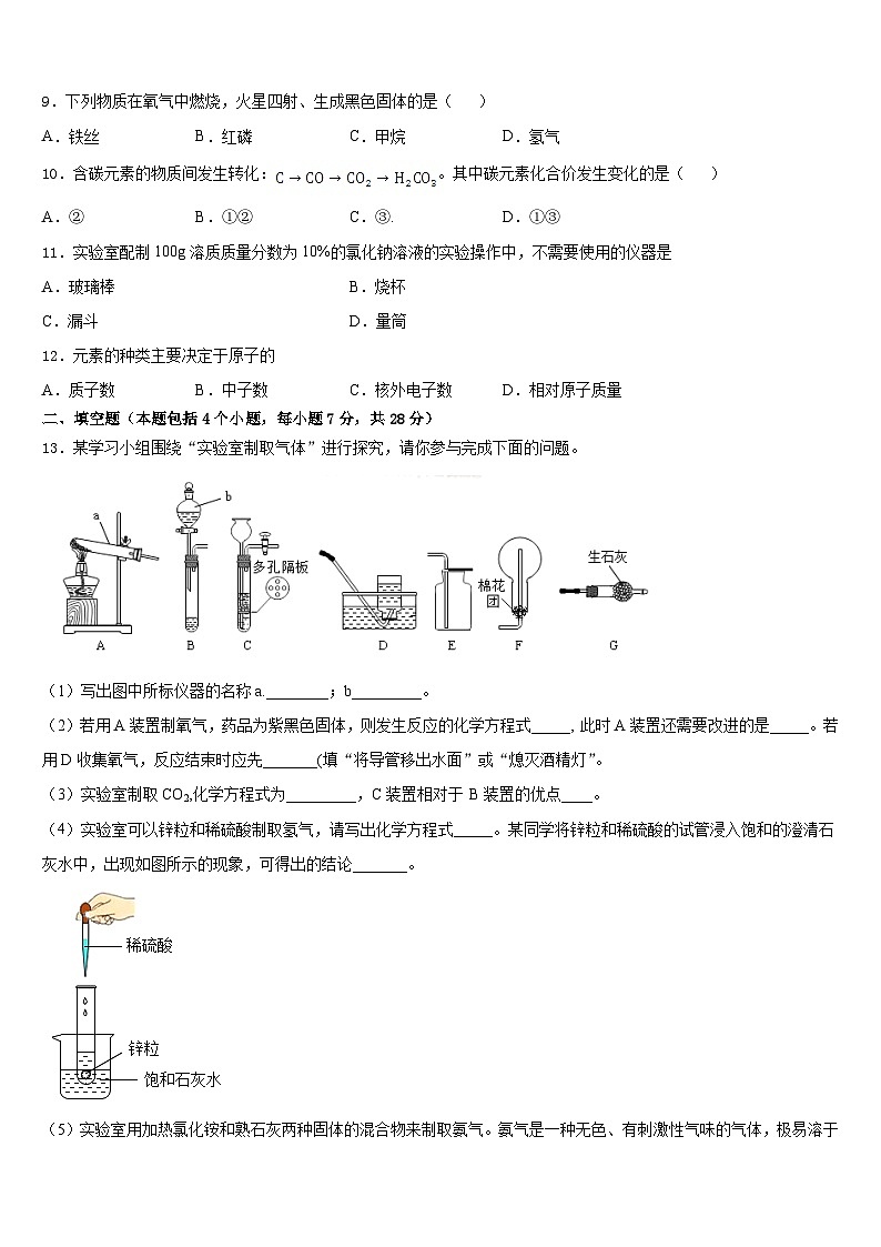 2023-2024学年湖南省雅礼教育集团九年级化学第一学期期末教学质量检测模拟试题含答案03
