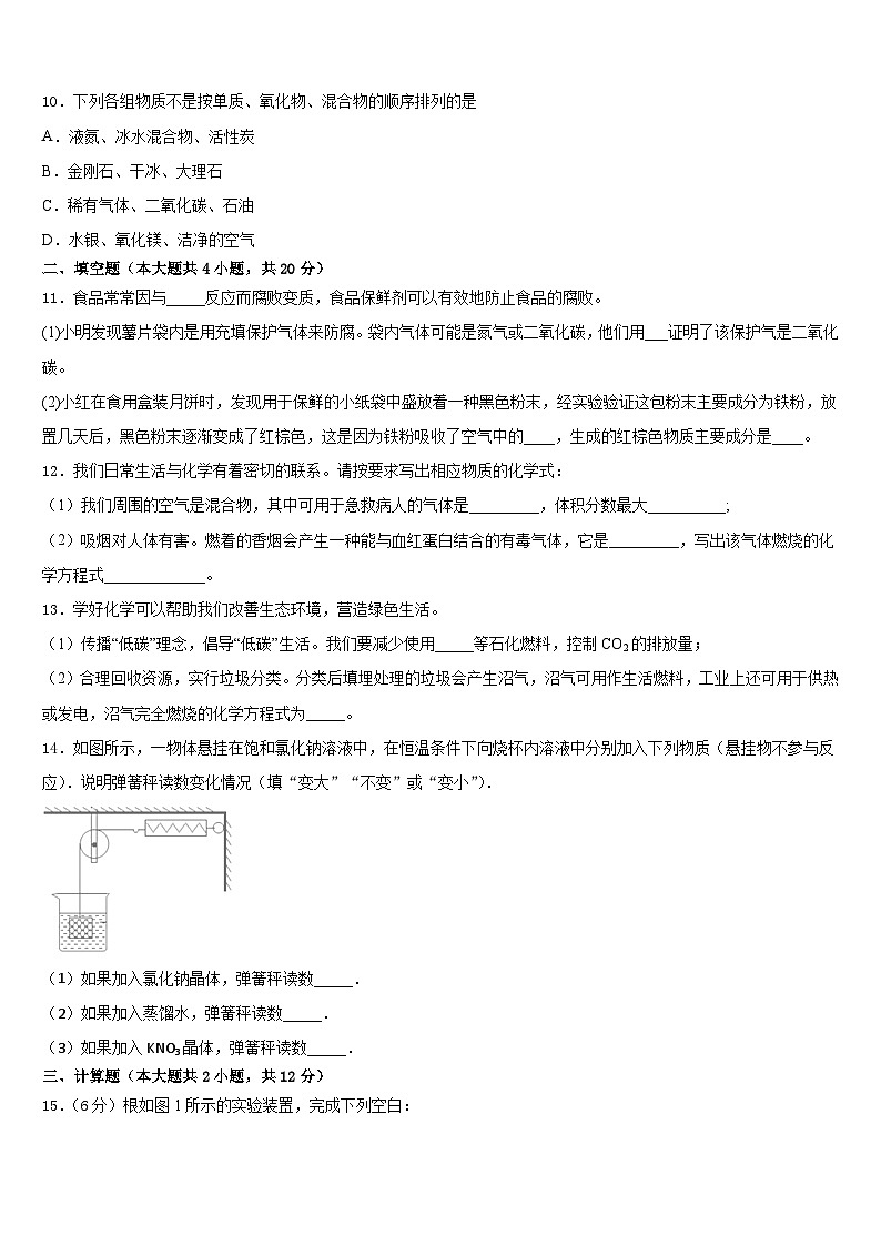 2023-2024学年甘肃省陇南市第八中学化学九年级第一学期期末统考试题含答案第3页