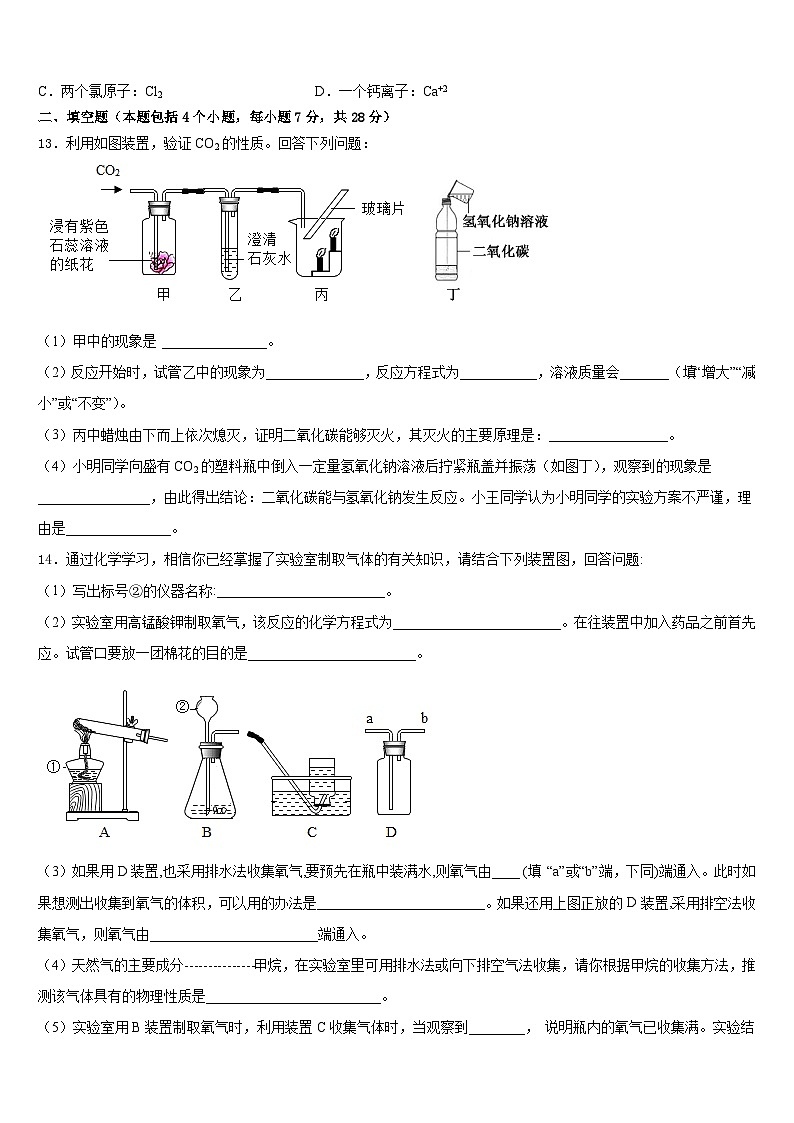 2023-2024学年甘肃省庆阳镇原县联考九上化学期末教学质量检测试题含答案第3页