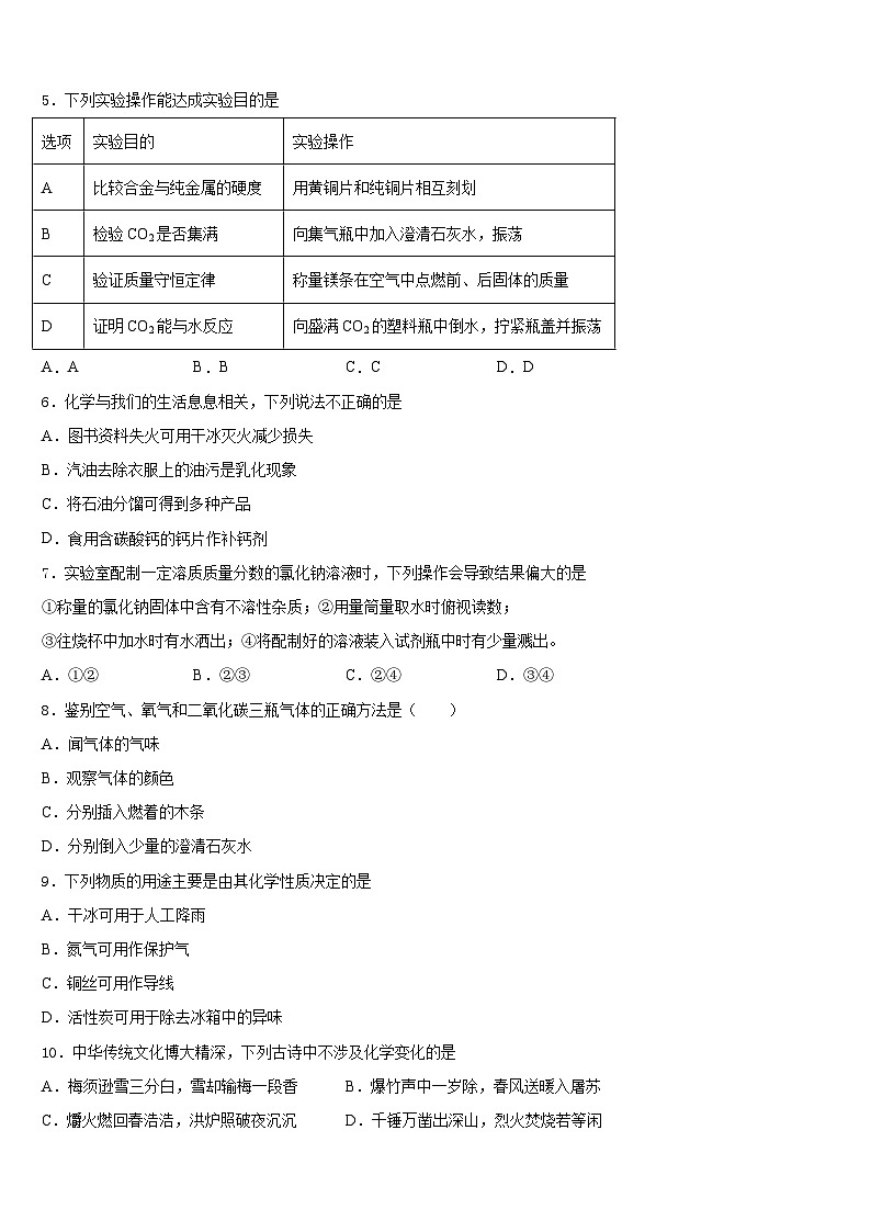 2023-2024学年福建省各市区化学九上期末质量跟踪监视模拟试题含答案第2页
