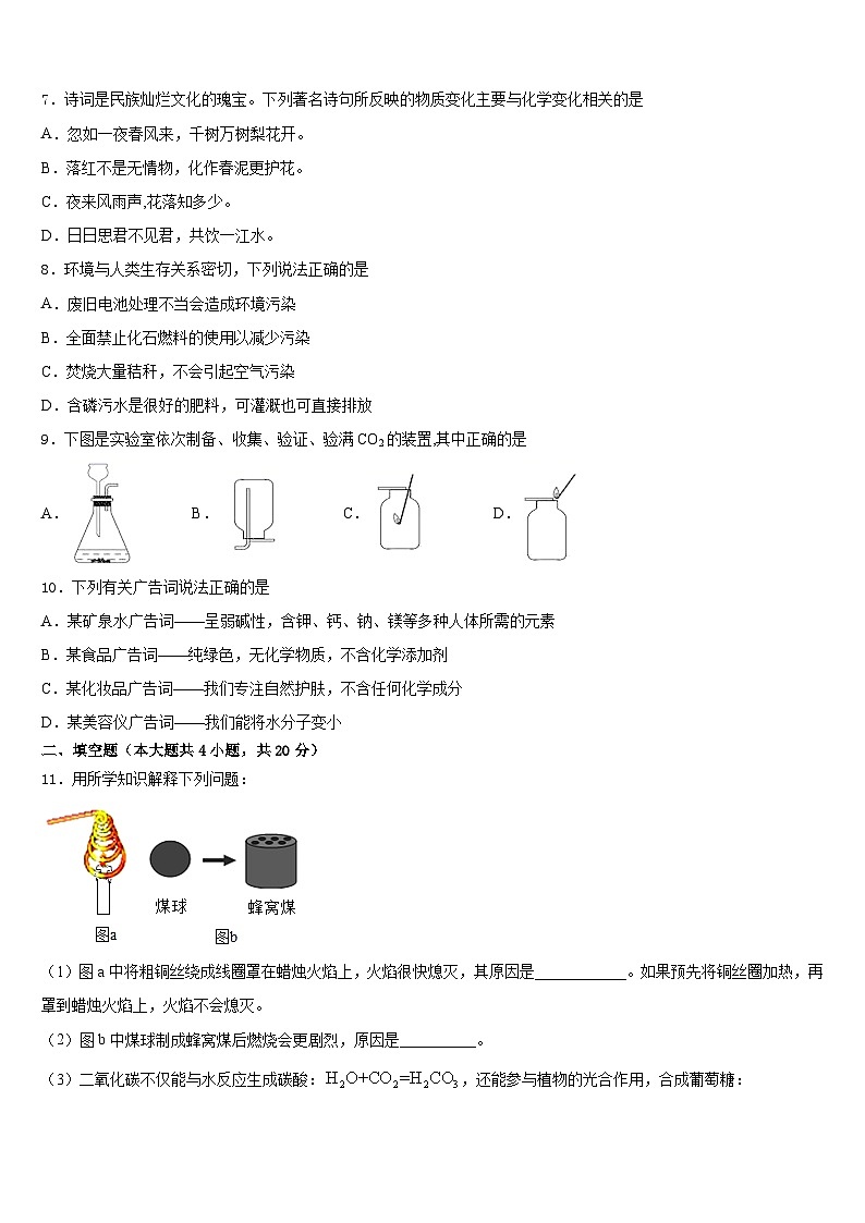 2023-2024学年福建省永春第一中学九年级化学第一学期期末达标测试试题含答案第3页