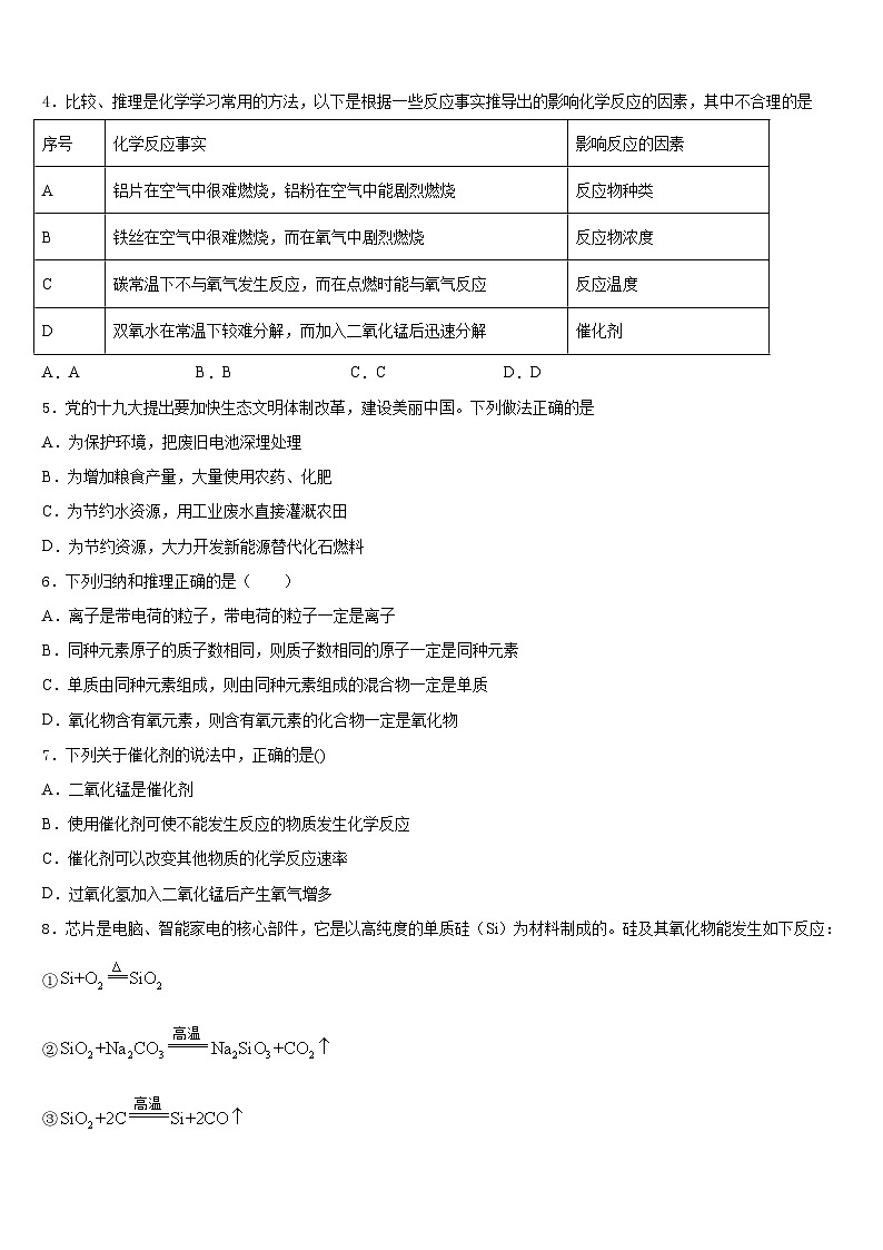 2023-2024学年福建省福清市林厝中学九年级化学第一学期期末检测模拟试题含答案第2页