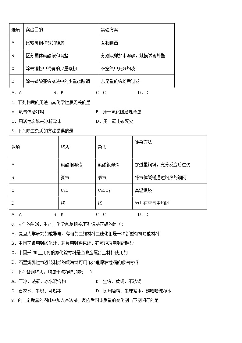 2023-2024学年福建省龙岩市五县化学九年级第一学期期末考试模拟试题含答案第2页