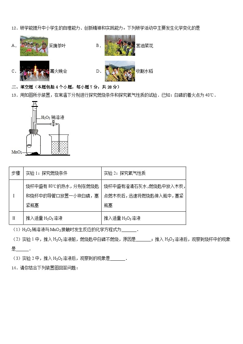 2023-2024学年福建省龙岩市新罗区化学九上期末综合测试试题含答案第3页