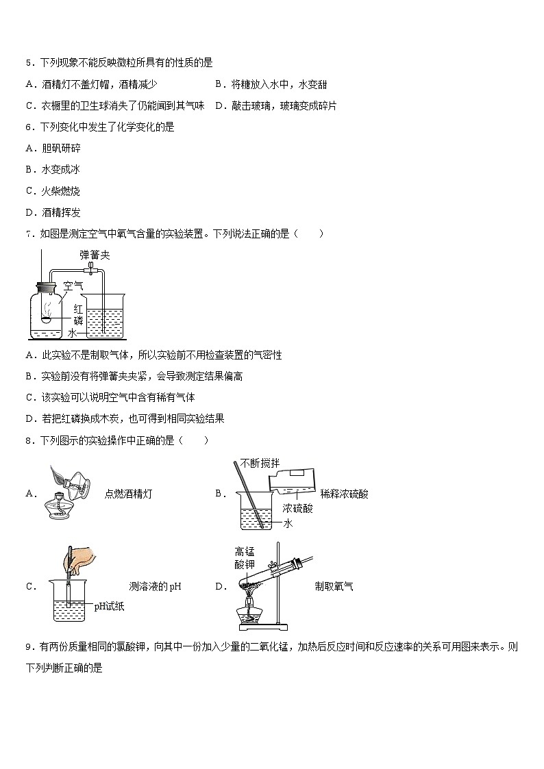 2023-2024学年福建省龙岩市永定区、连城县九上化学期末复习检测模拟试题含答案02