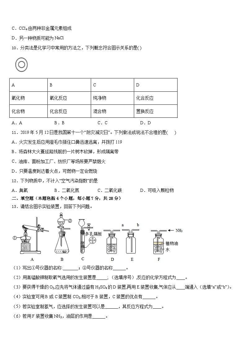 2023-2024学年福建省莆田中学山中学九上化学期末预测试题含答案第3页
