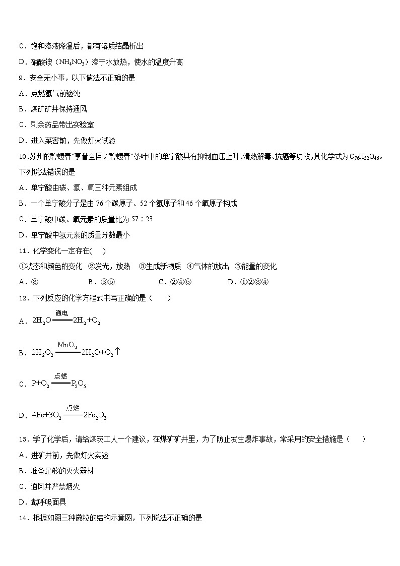 2023-2024学年聊城市重点中学九上化学期末达标检测试题含答案第3页