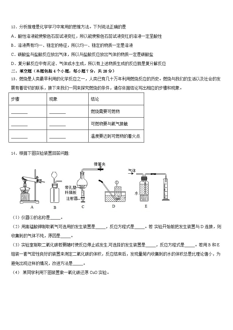 2023-2024学年酒泉市重点中学九年级化学第一学期期末质量检测试题含答案第3页