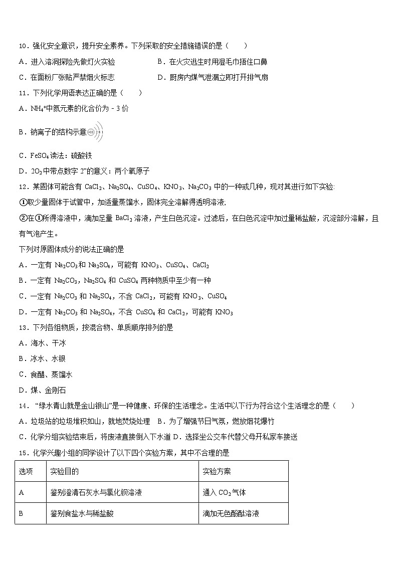2023-2024学年辽宁省锦州市新海新区实验学校化学九上期末复习检测试题含答案第3页