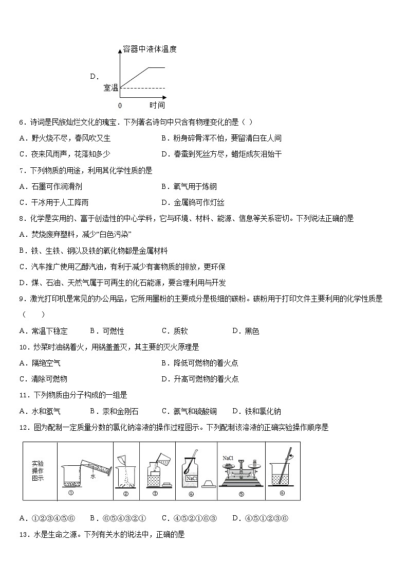 2023-2024学年辽宁省辽阳市九上化学期末综合测试模拟试题含答案第2页