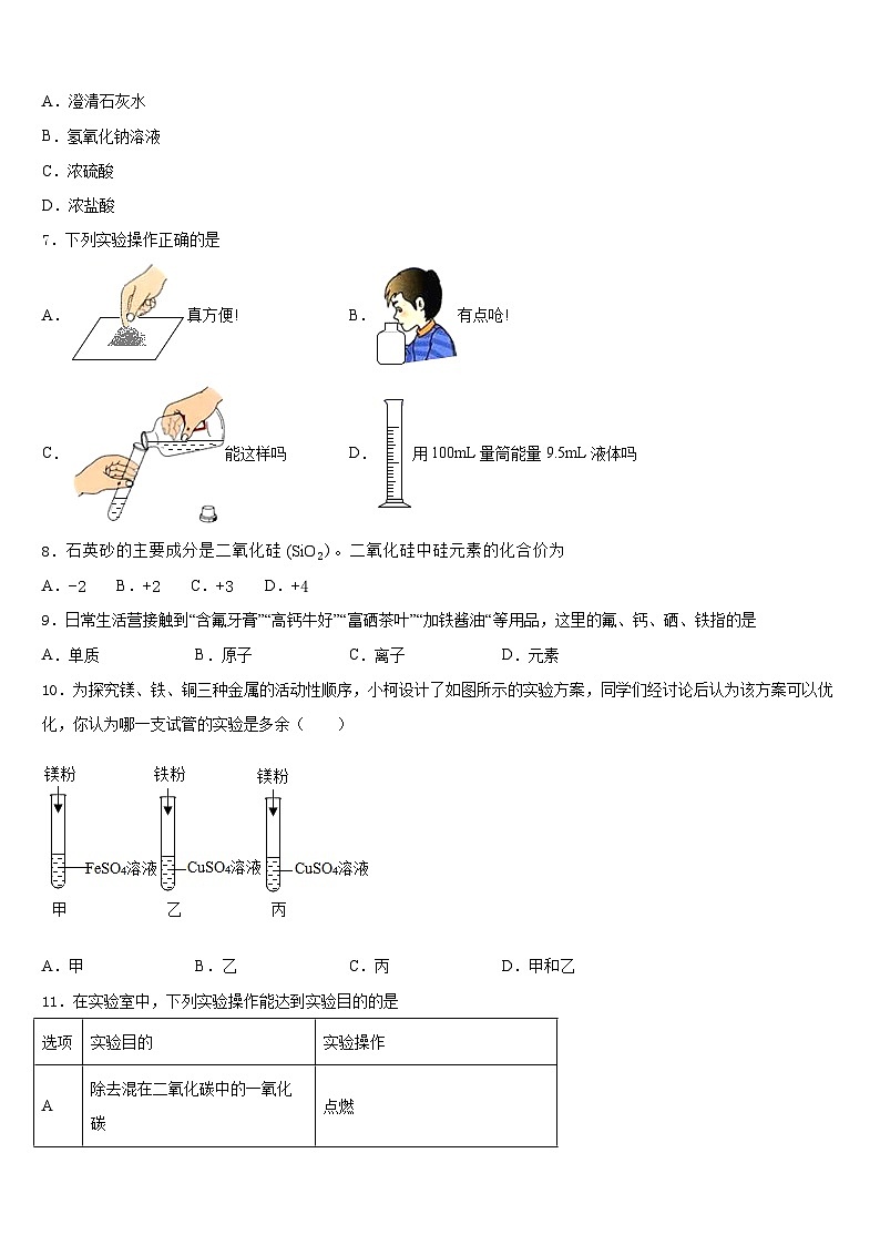 2023-2024学年辽宁省沈阳七中学化学九上期末质量跟踪监视试题含答案第2页