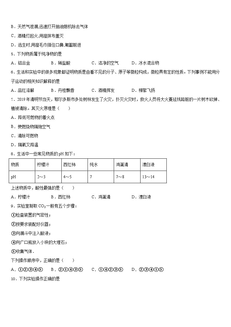2023-2024学年辽宁省沈阳市大东区化学九上期末质量检测试题含答案02