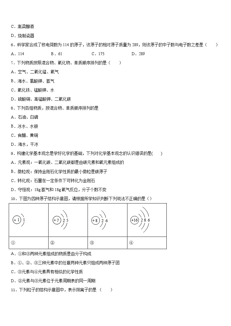 2023-2024学年辽宁省沈阳市沈河区九上化学期末联考模拟试题含答案第2页
