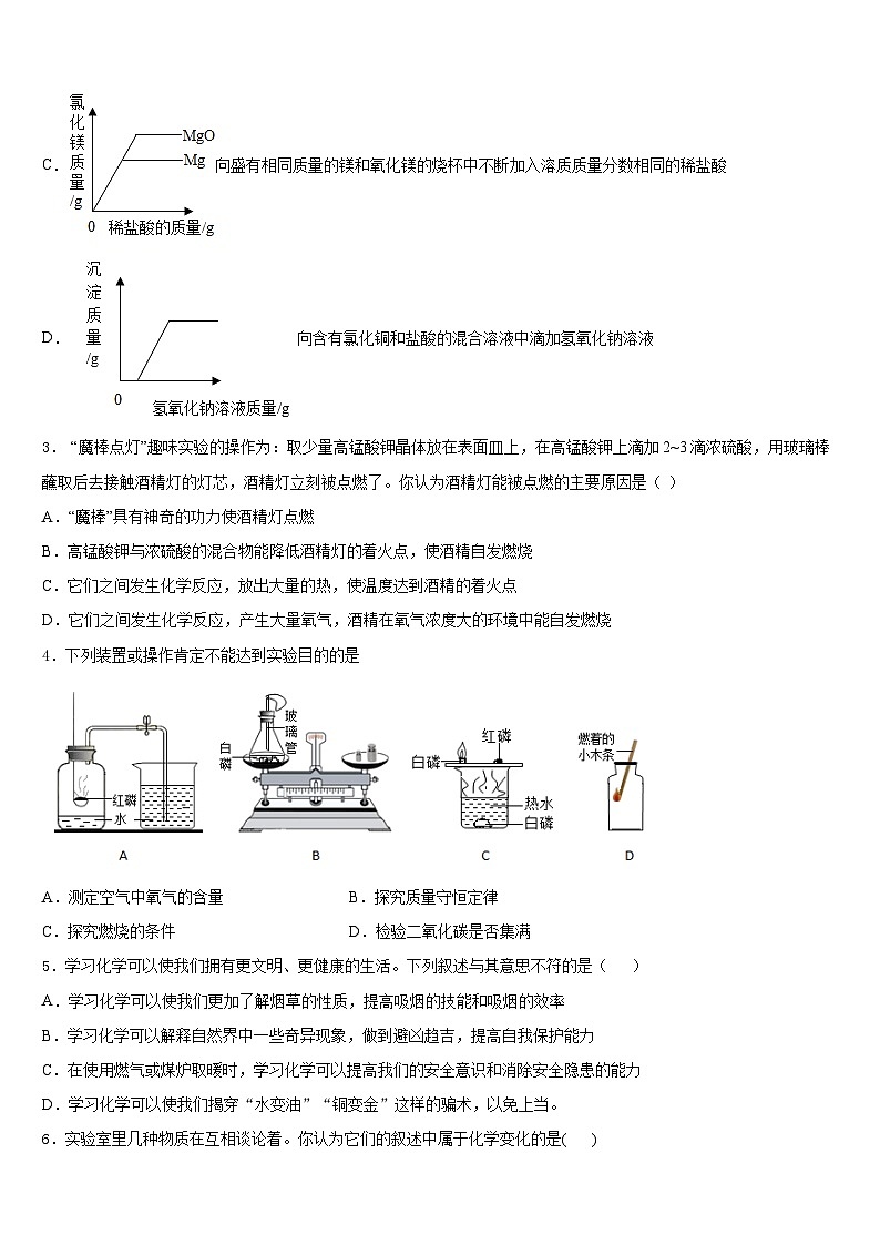 2023-2024学年阳江市重点中学九年级化学第一学期期末调研模拟试题含答案02