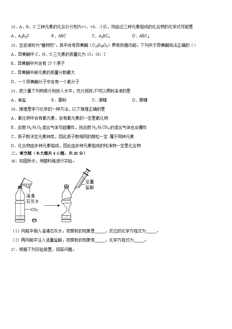 2023-2024学年长郡教育集团化学九上期末综合测试试题含答案第3页