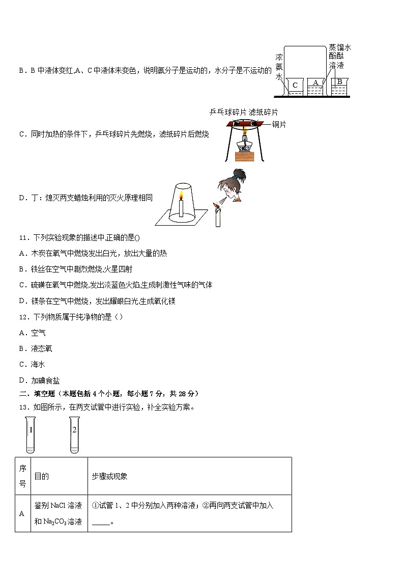 2023-2024学年重庆江南新区九上化学期末经典试题含答案第3页