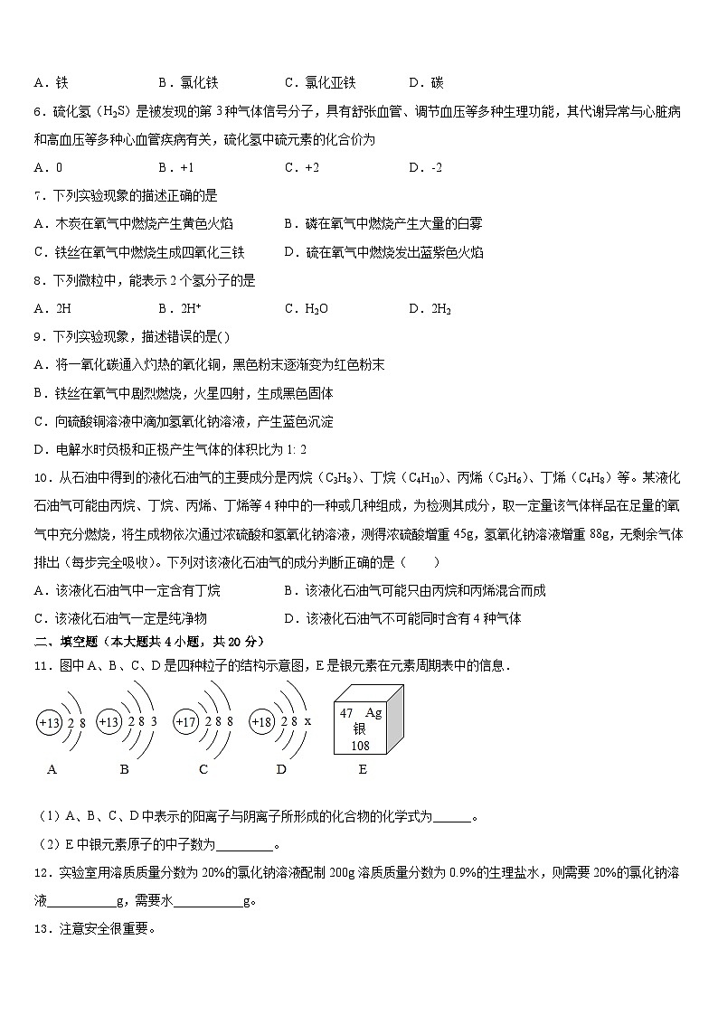 2023-2024学年重庆市第110中学化学九上期末质量跟踪监视试题含答案02