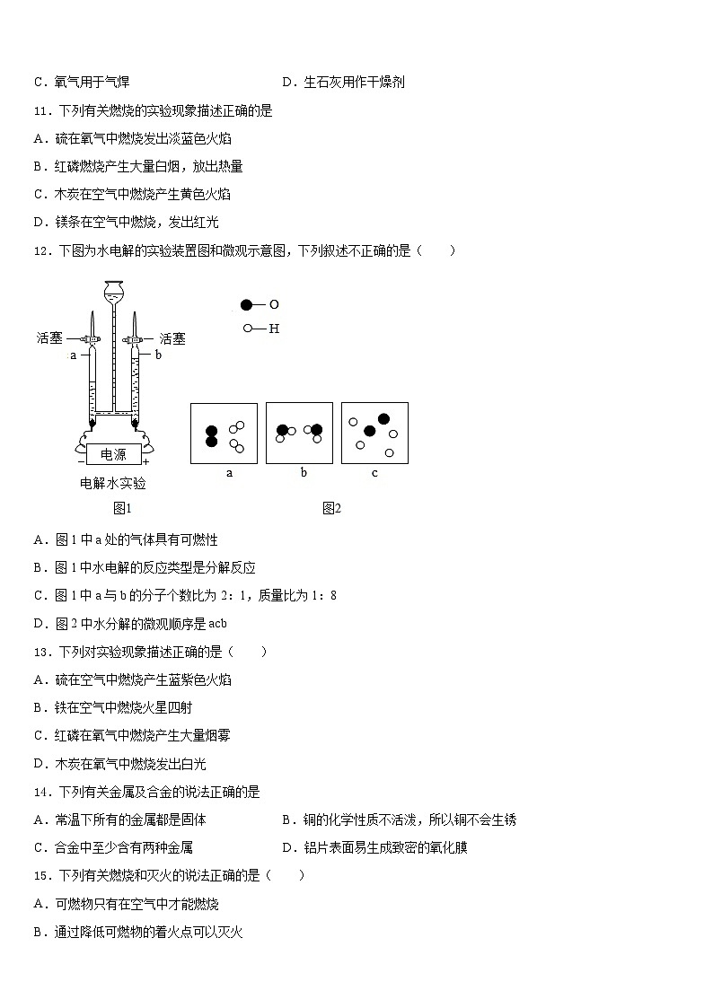 2023-2024学年重庆市万州国本中学化学九上期末学业质量监测试题含答案03