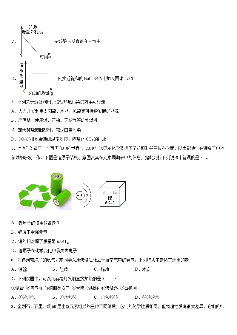 2023-2024学年黑龙江省八五八农场学校九年级化学第一学期期末质量跟踪监视试题含答案第2页