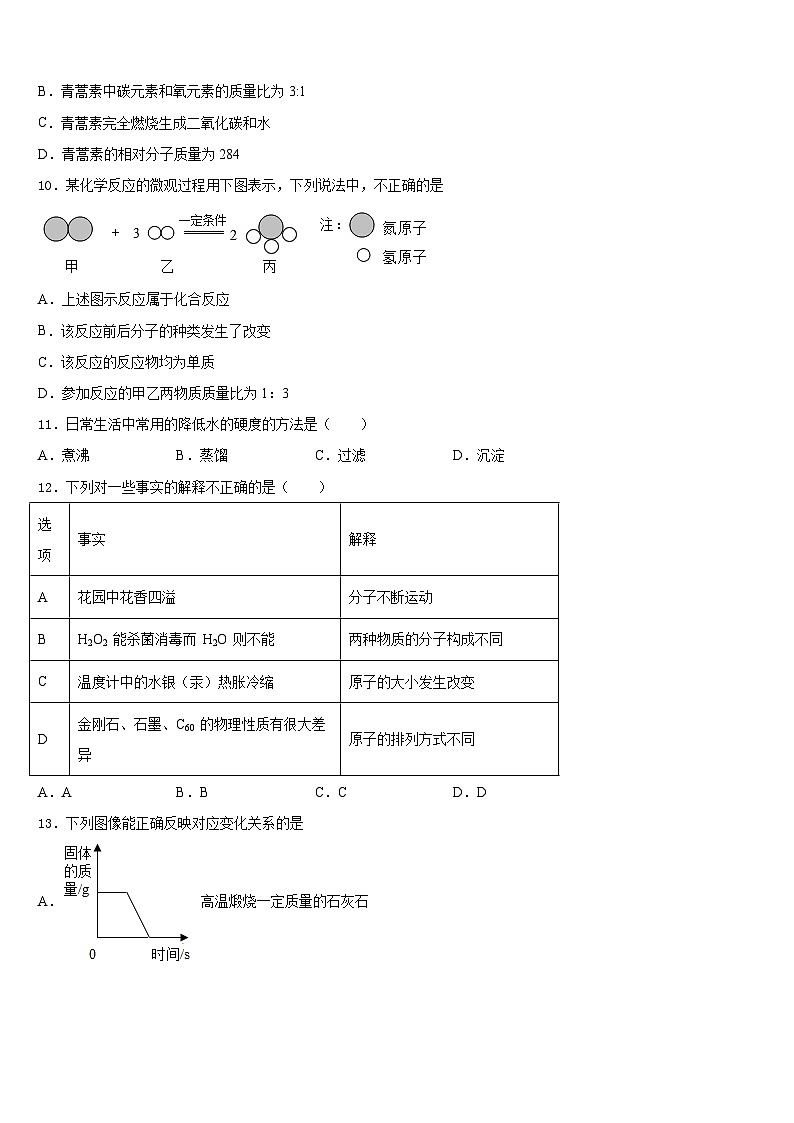2023-2024学年黑龙江省大庆市肇州实验中学化学九上期末教学质量检测模拟试题含答案03