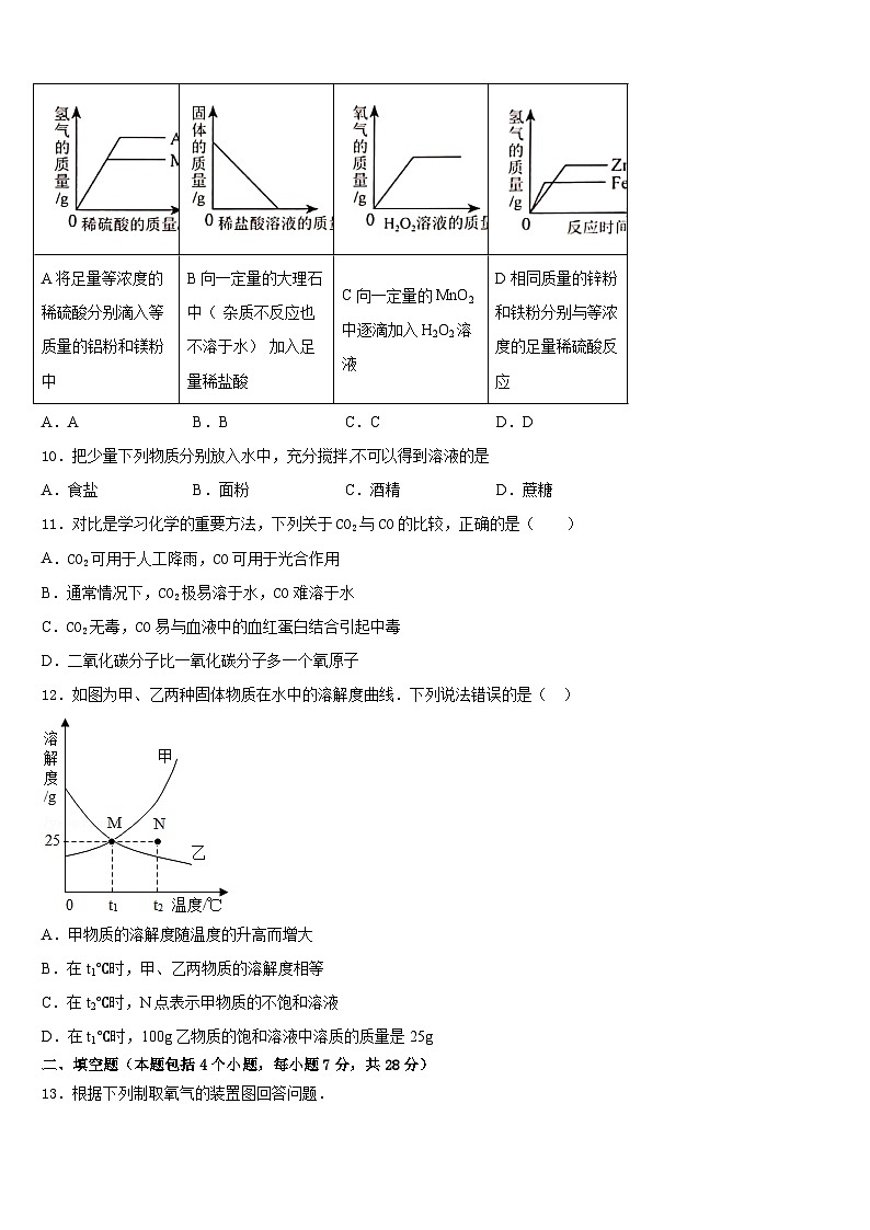 云南省师宗县2023-2024学年九上化学期末检测试题含答案03