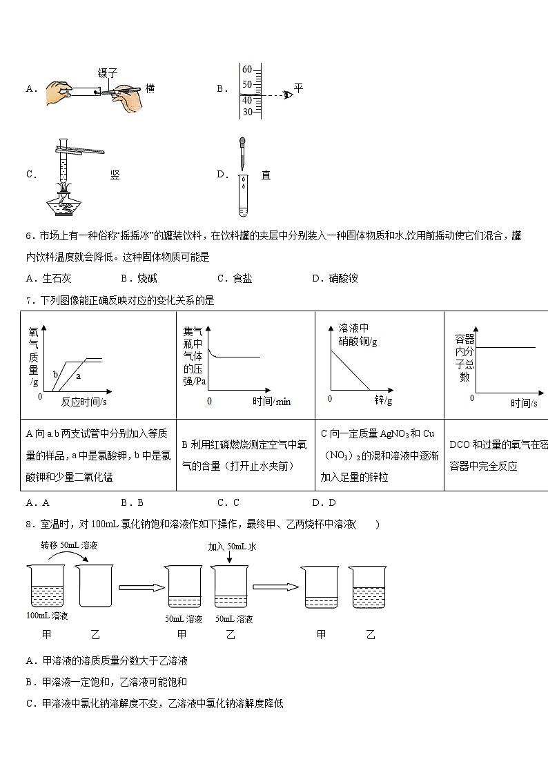 云南省文山壮族苗族自治州2023-2024学年化学九上期末调研试题含答案02