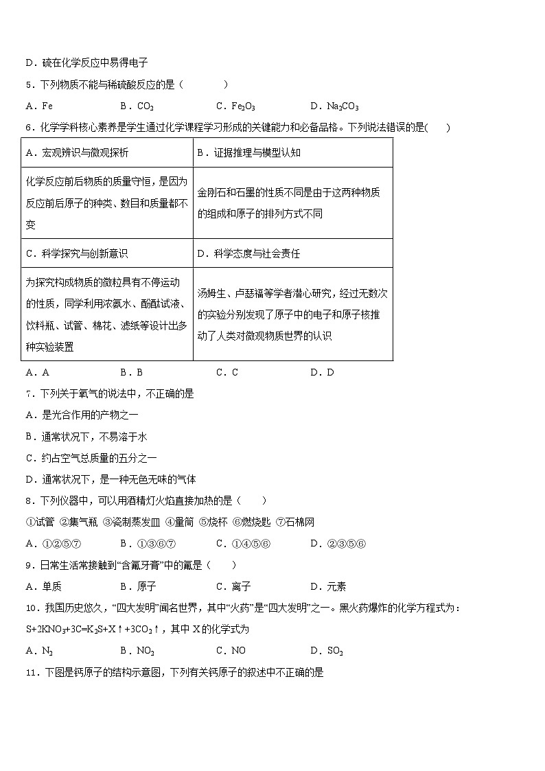 北京市海淀中学2023-2024学年化学九年级第一学期期末经典试题含答案02