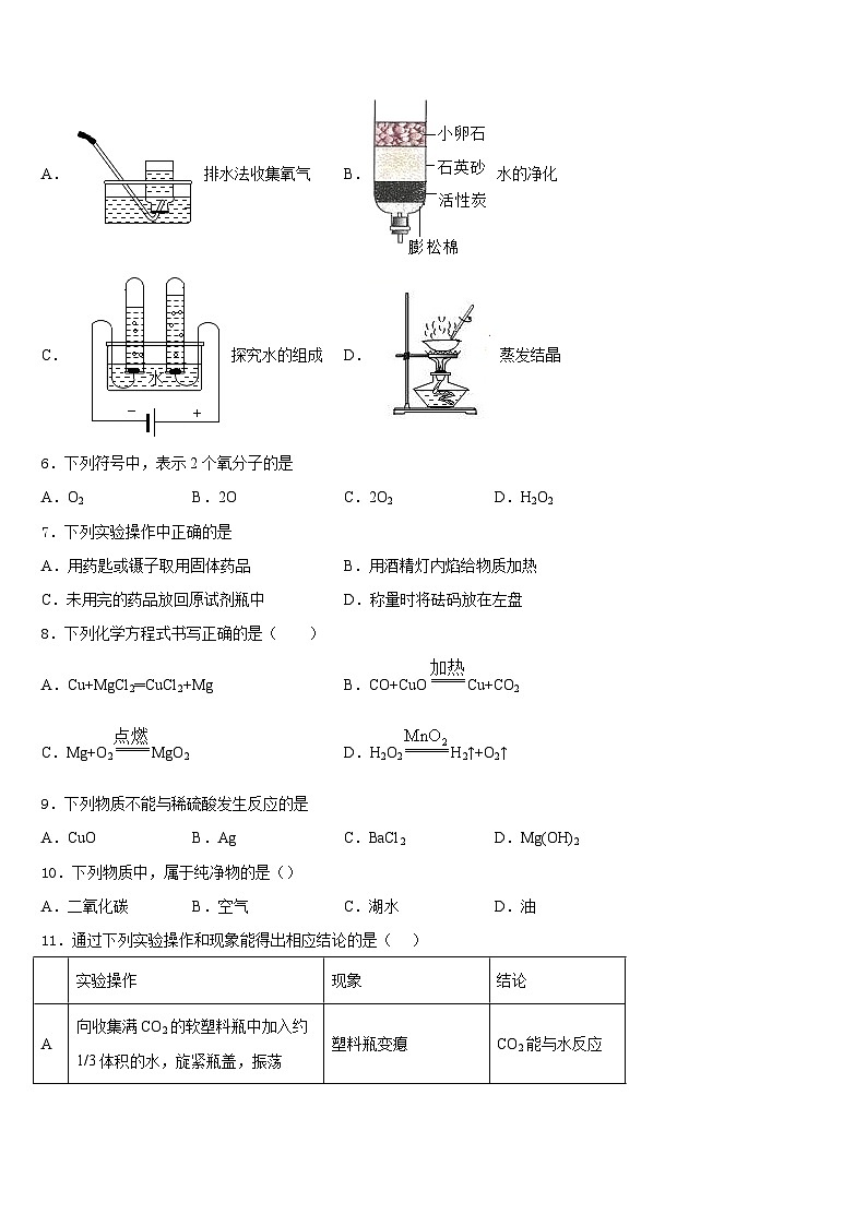 2023-2024学年浙江省绍兴市诸暨市暨阳初级中学九上化学期末学业水平测试试题含答案02