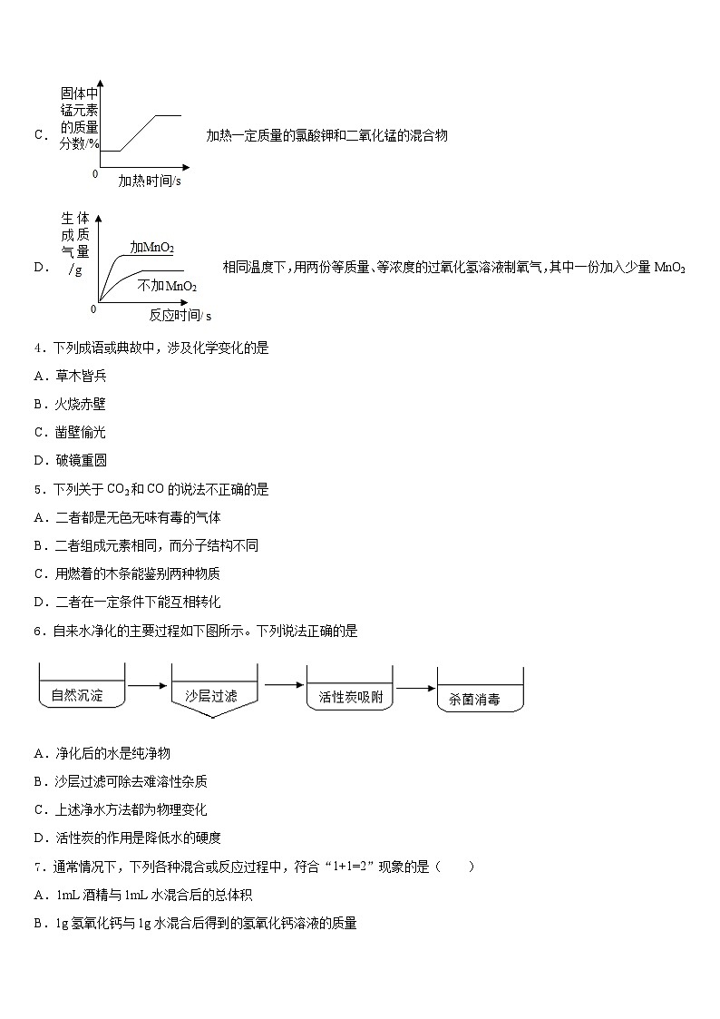 2023-2024学年湖北省黄冈中学九年级化学第一学期期末学业水平测试模拟试题含答案02