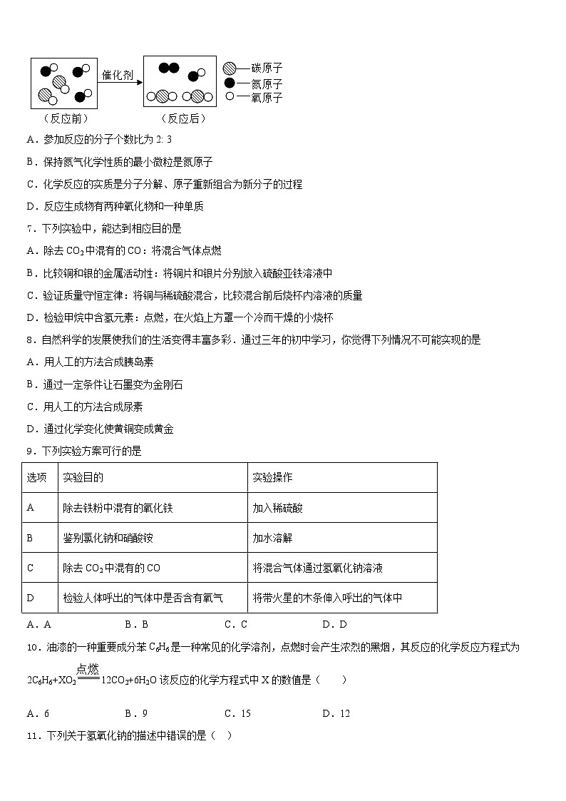 2023-2024学年福建省莆田涵江区四校联考化学九上期末学业水平测试试题含答案02