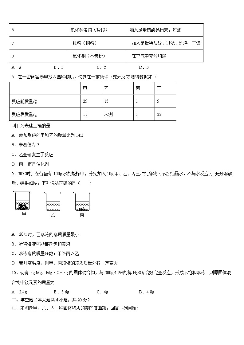2023-2024学年重庆市实验学校化学九上期末学业水平测试模拟试题含答案03