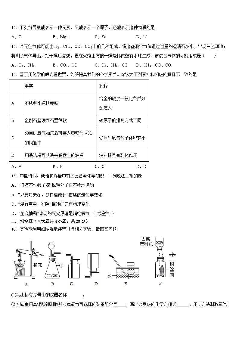 呼和浩特市重点中学2023-2024学年化学九上期末复习检测模拟试题含答案第3页