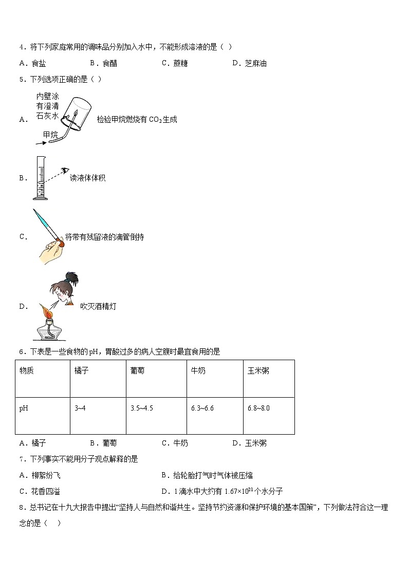 吉林长春市宽城区2023-2024学年化学九年级第一学期期末综合测试试题含答案第2页