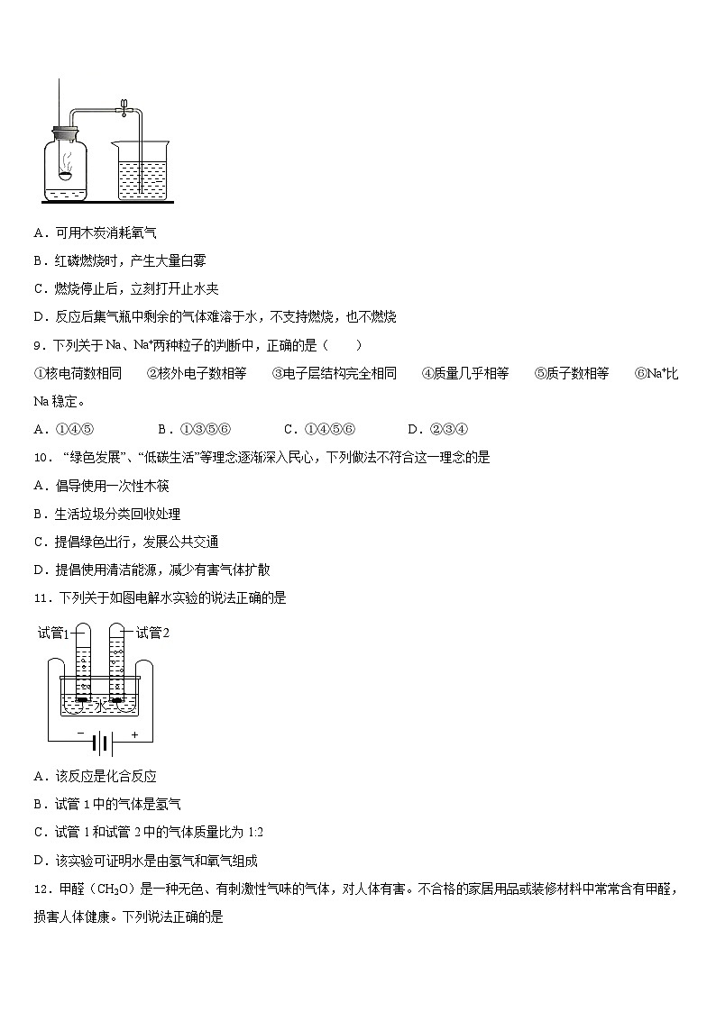四川省乐山市五中学2023-2024学年九上化学期末达标检测模拟试题含答案第3页