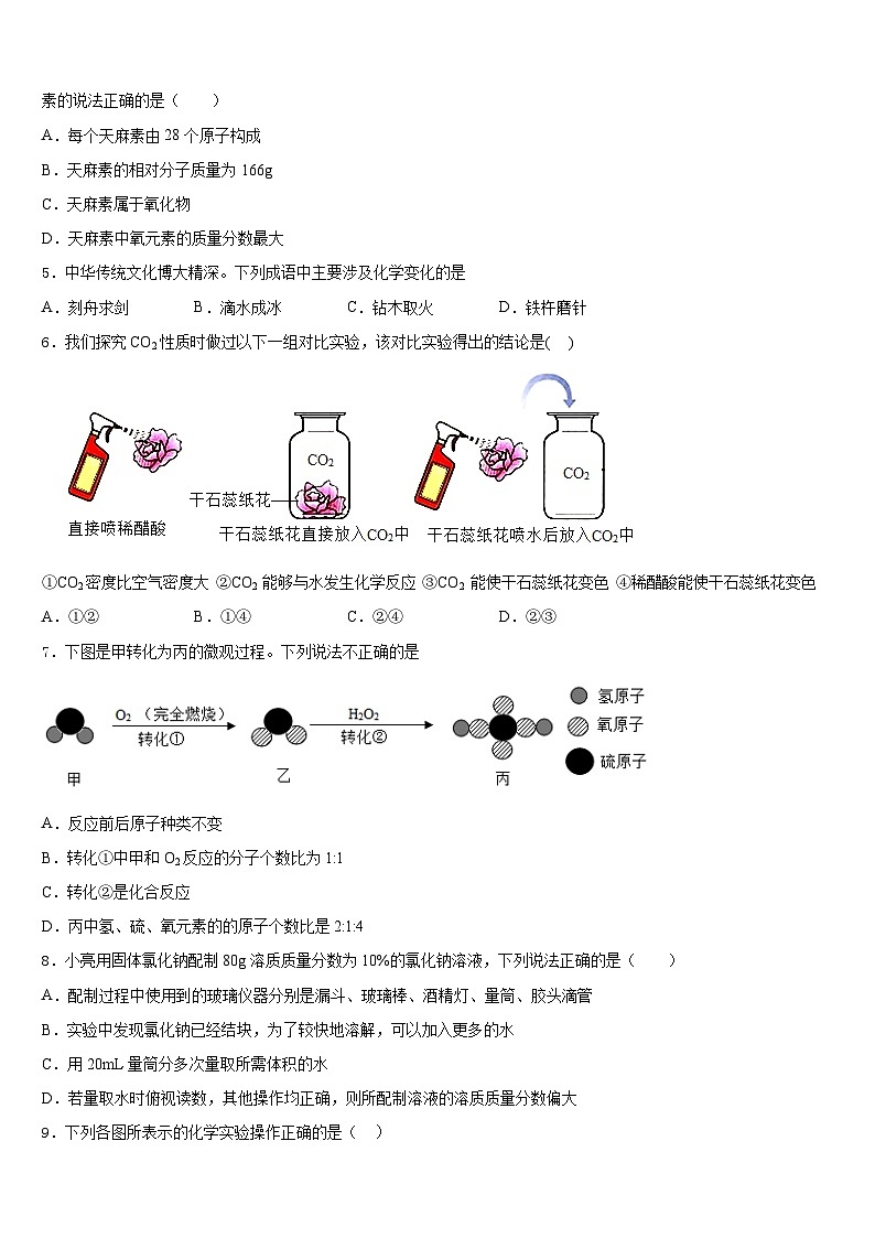 四川省南充市阆中学2023-2024学年化学九年级第一学期期末经典模拟试题含答案02