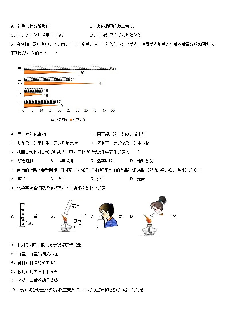 咸宁市通城县2023-2024学年化学九上期末学业水平测试模拟试题含答案第2页