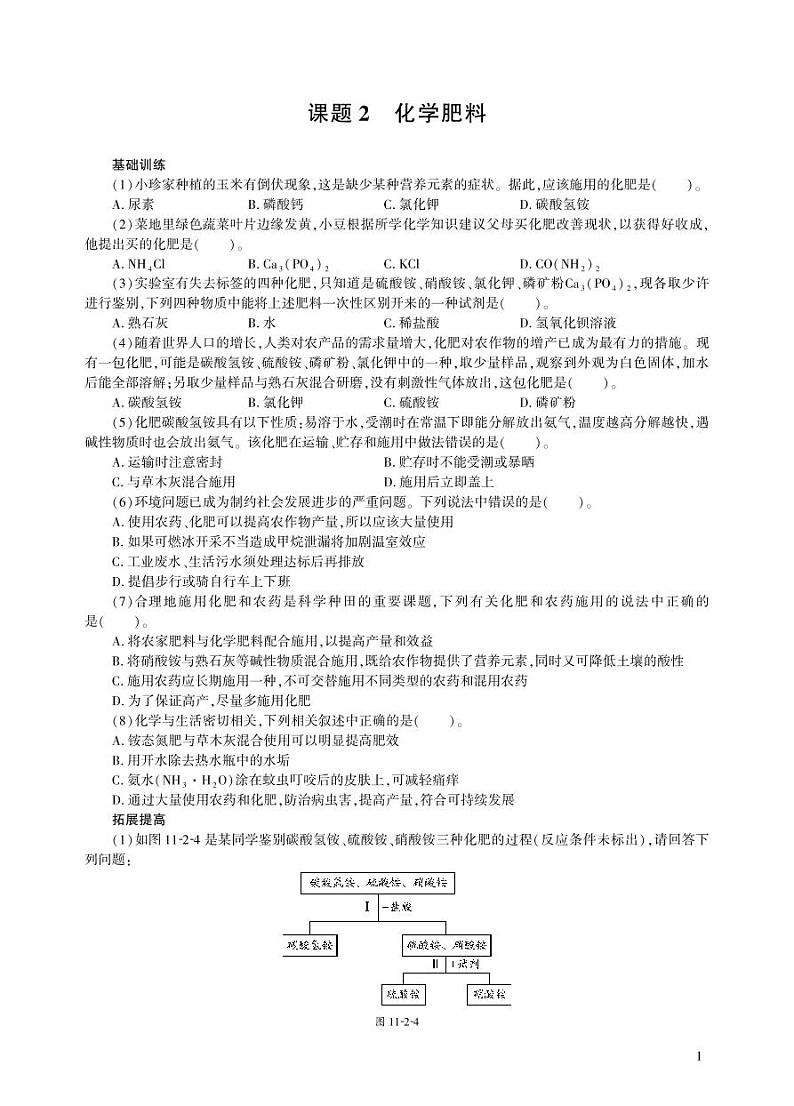 【基于核心素养的教学】课题2 《化学肥料》教学设计（两课时）+分层作业01