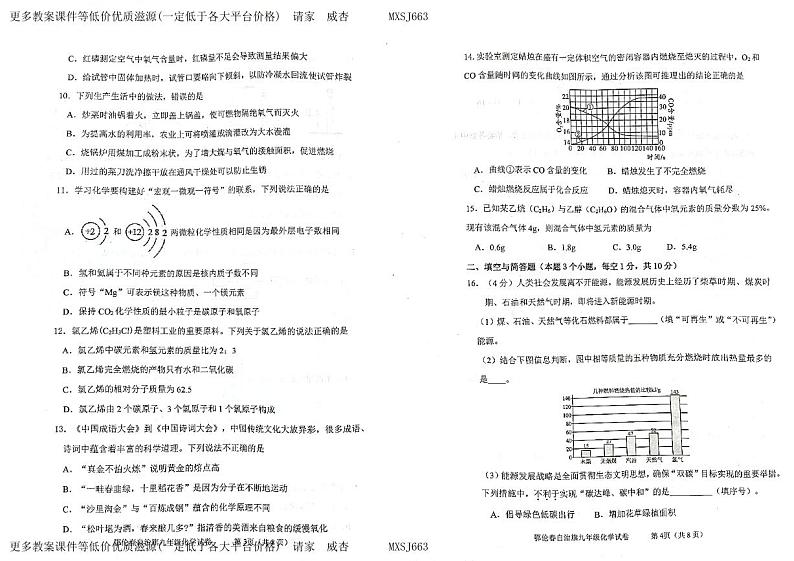 内蒙古呼伦贝尔市鄂伦春自治旗2023-2024学年九年级上学期期末化学试卷第2页