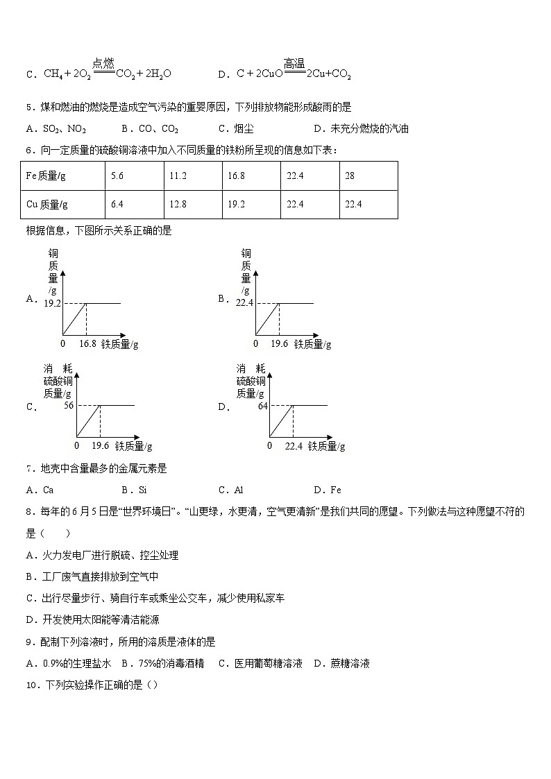 四川省巴中学市巴中学2023-2024学年化学九上期末质量跟踪监视模拟试题含答案第2页