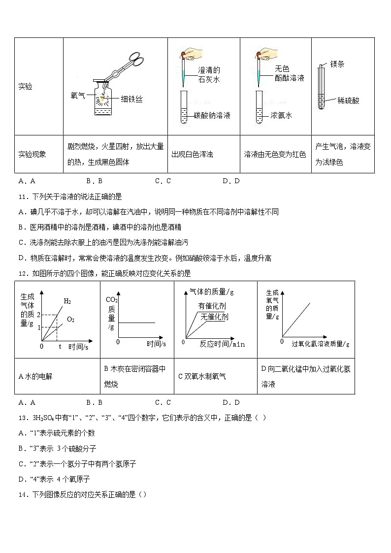 四川省成都崇庆中学2023-2024学年化学九年级第一学期期末复习检测试题含答案第3页