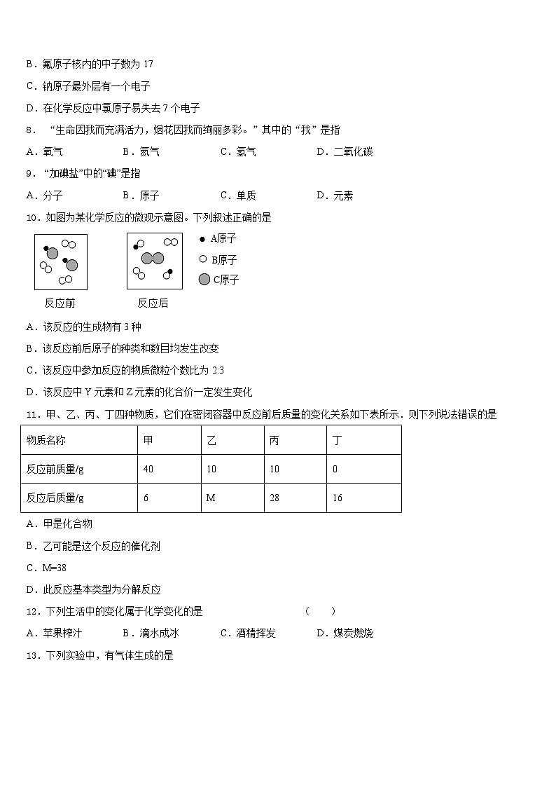 四川省遂宁市安居区石洞中学2023-2024学年九上化学期末调研试题含答案第3页