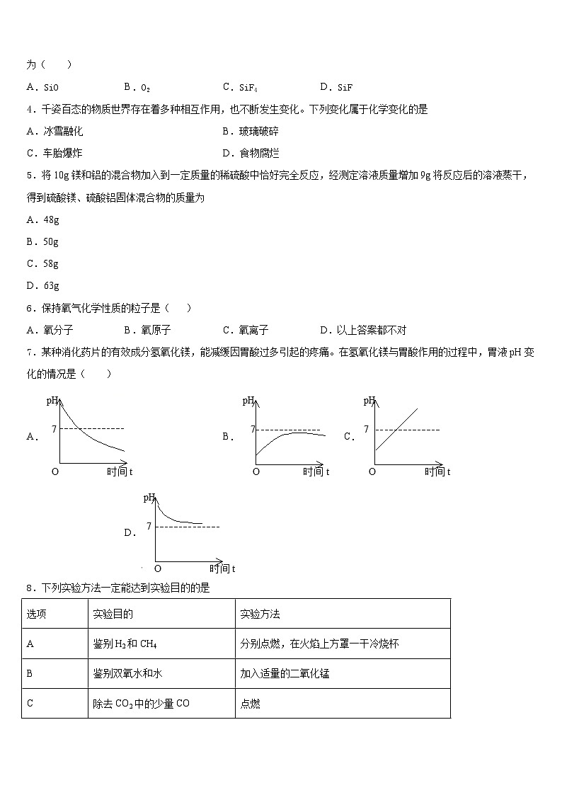 安徽宿州埇桥区2023-2024学年九年级化学第一学期期末达标测试试题含答案第2页