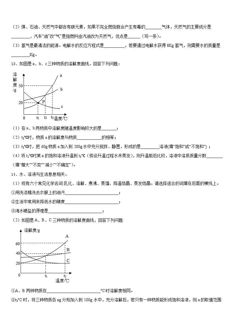 宁夏回族自治区银川六中2023-2024学年化学九年级第一学期期末达标检测模拟试题含答案第3页
