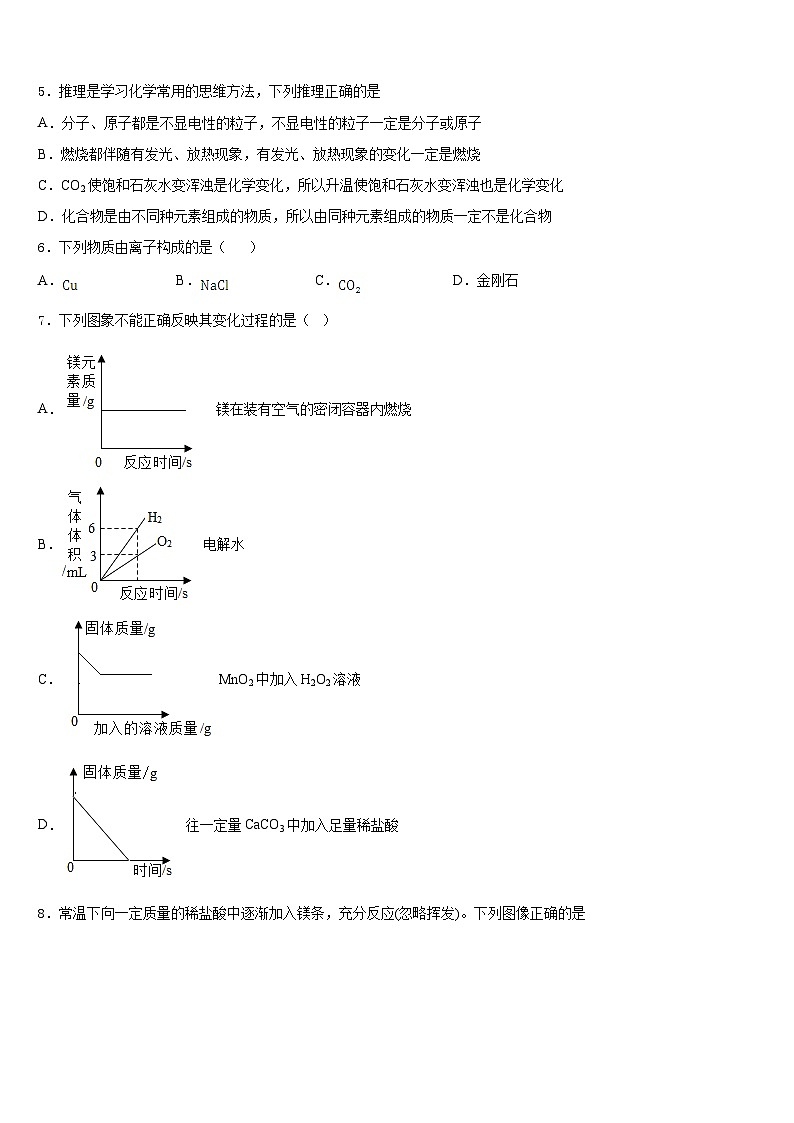 安徽省安庆市区二十二校联考2023-2024学年化学九上期末达标检测模拟试题含答案第2页