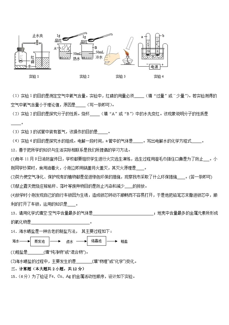安徽省合肥市滨湖区寿春中学2023-2024学年九年级化学第一学期期末检测模拟试题含答案03