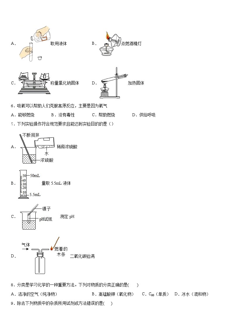 安徽省合肥市巢湖市2023-2024学年化学九年级第一学期期末经典模拟试题含答案第2页