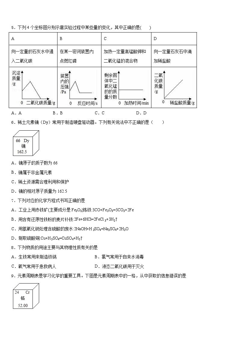 安徽省合肥市庐阳区2023-2024学年九年级化学第一学期期末复习检测模拟试题含答案02