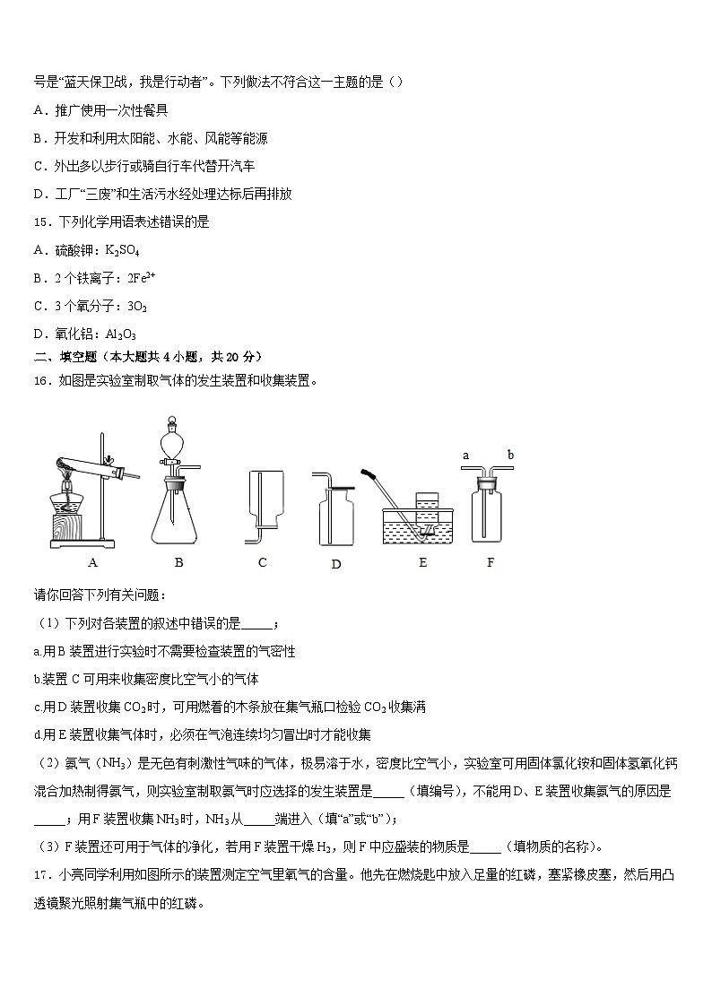黑龙江省鹤岗市绥滨一中学2023-2024学年化学九年级第一学期期末学业质量监测试题含答案03