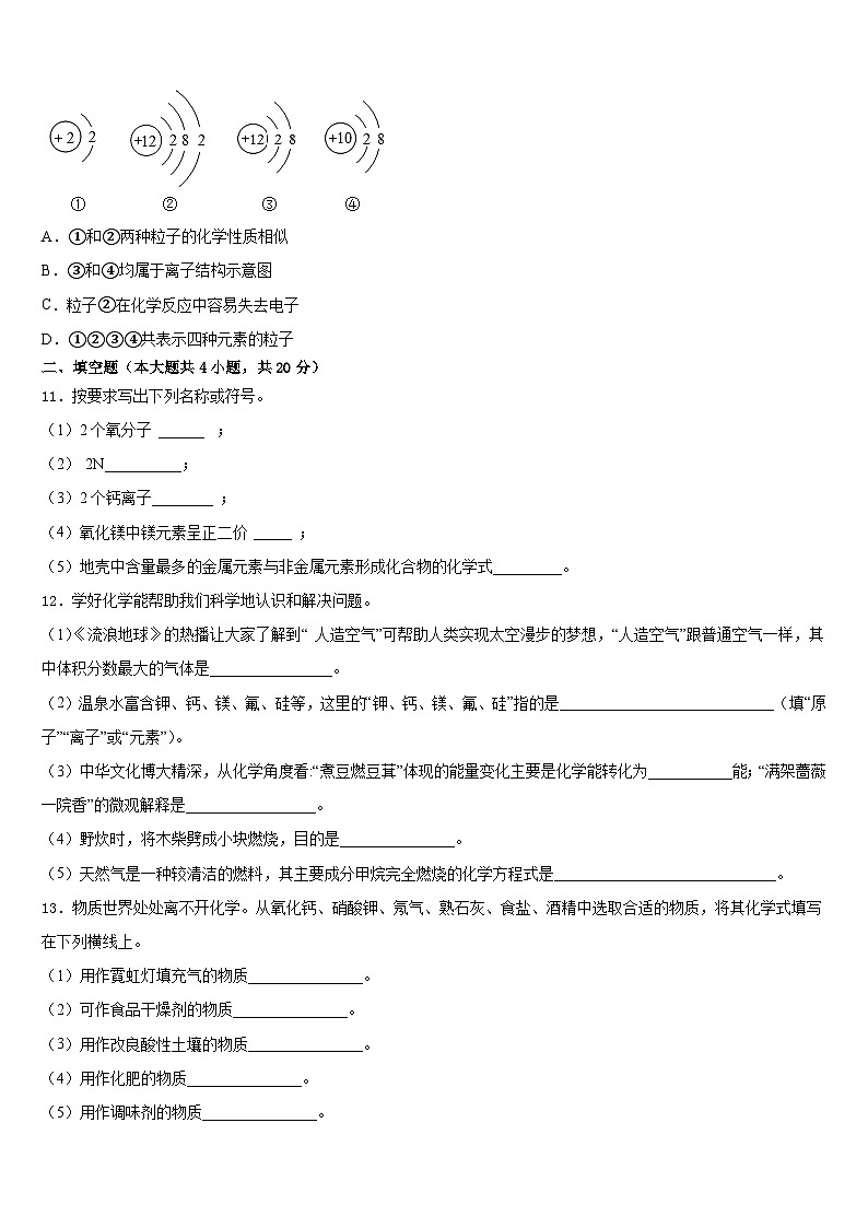 安徽省宿州市埇桥区闵贤中学2023-2024学年化学九年级第一学期期末考试模拟试题含答案03