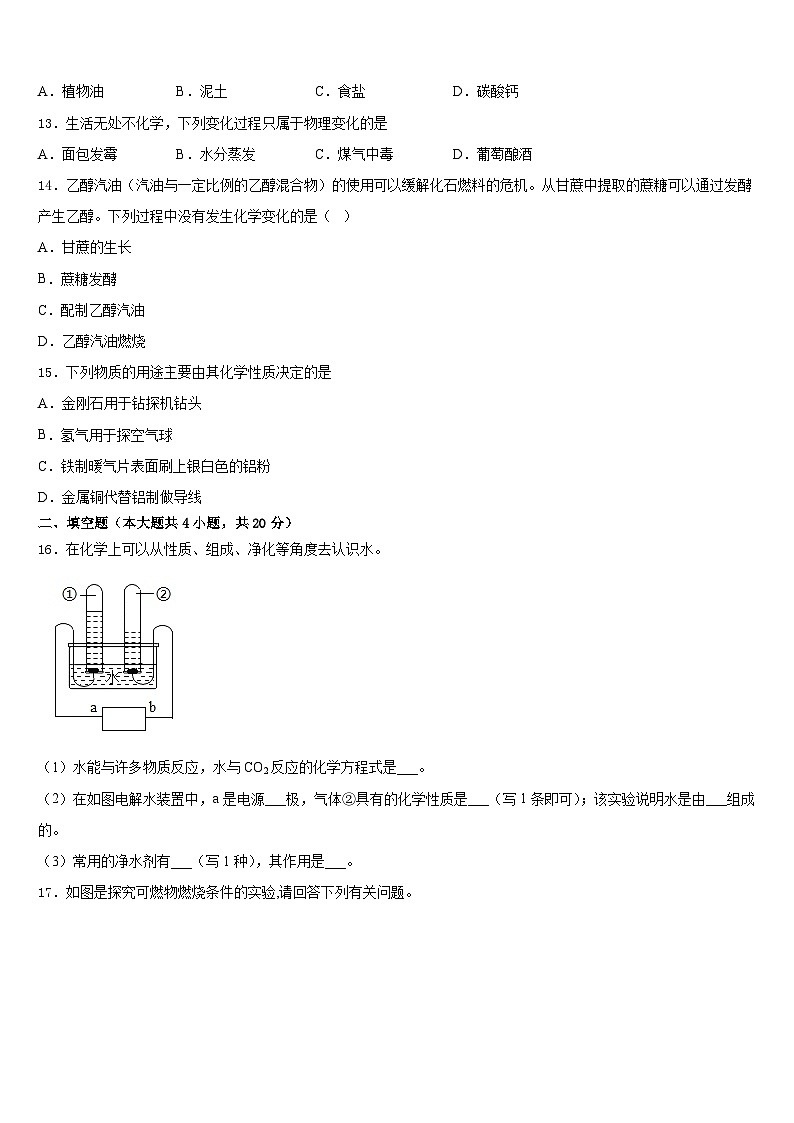 安徽省宿州市鹏程中学2023-2024学年九上化学期末监测模拟试题含答案第3页